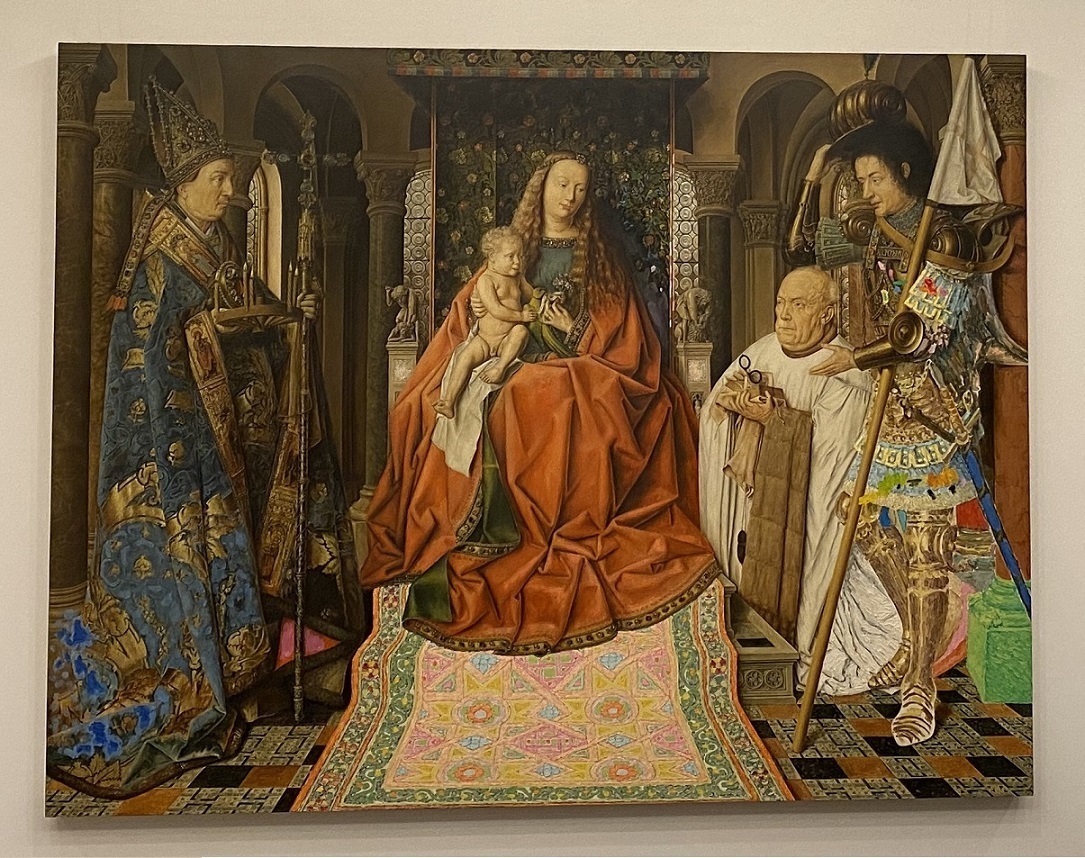 アクリル画　ファンデルパーレの聖母のアレンジ　手描き 鷲見麿 SUMI-MARO 